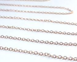  sold per cm : ROSE VERMEIL loose oval link chain -  links are 1.4mm long x 1mm high, 18 links per inch, 4.5g per meter - accepts 0.64mm ring [vermeil is gold plated sterling silver] 