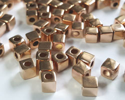  <23.1g/100> ROSE VERMEIL 4mm rounded edges cube bead  [vermeil is gold plated sterling silver] 