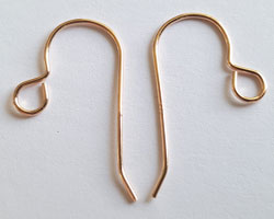  --CLEARANCE--  <25.7g/100prs> pair(s) ROSE VERMEIL light-weight stamped 925 french earwires, 22 gauge wire, 20mm long, flash plated [vermeil is gold plated sterling silver] 