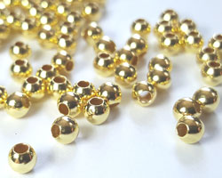  <8.4g/100> vermeil 3.5mm round bead, 1.6mm hole, 1 micron plating for increased durability [vermeil is gold plated sterling silver] 