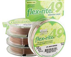  9.1 meter (30 feet) reel - flex-rite - 49 strand *rose gold* nylon coated stainless steel stringing/beading wire, 0.45mm total outside diameter 