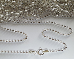  sterling silver, stamped 925 on both ends of the chain, italian made 20 inch long ball pendant chain, balls are 1.5mm diameter 