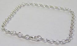  sterling silver, stamped 925, 18cm ready made rolo chain bracelet, links are 3.4mm outside diameter 