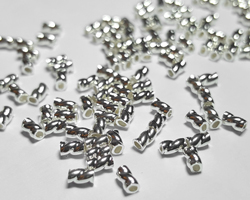  sterling silver 2mm diameter x 3mm length twisted crimp, 1mm internal diameter 