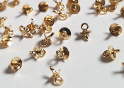 gold fill 6mm post bail, 6mm pin is approx 0.8mm thick, cup 3mm diameter, ring has 0.85mm internal diameter