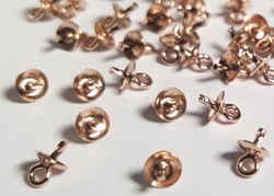 ROSE GOLD FILL 6mm post bail, 6mm pin is approx 0.8mm thick, cup 3mm diameter, ring has 0.85mm internal diameter