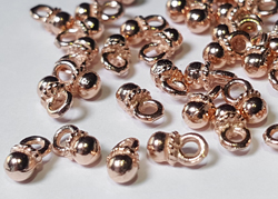  ROSE VERMEIL very small 5.5mm dangle ball charm with 2.7mm ball, collar and closed loop which has a 1mm hole [vermeil is gold plated sterling silver] 