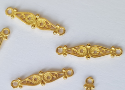  vermeil marcasite style 1 to 1 chandelier/connector, total drop length 20.5mm, width 5mm, holes either end are 1.3mm [vermeil is gold plated sterling silver] 