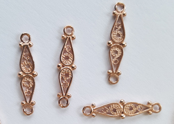  ROSE VERMEIL marcasite style 1 to 1 chandelier/connector, total drop length 20.5mm, width 5mm, holes either end are 1.3mm [vermeil is gold plated sterling silver] 