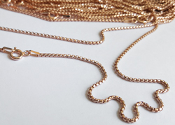  --CLEARANCE--  ready made ROSE VERMEIL necklace - 16 inch length - half round box chain, 1.5mm diameter - a very smooth, sleek & slinky, stylish & flexible chain, perfect for a multitude of uses [vermeil is gold plated sterling silver] 