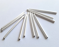  sterling silver 25mm x 1.5mm straight tube bead, 0.85mm hole 
