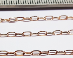  ROSE VERMEIL loose oval link 4.1mm x 2mm chain - 8 links per inch, 4.8g per meter [vermeil is gold plated sterling silver] 