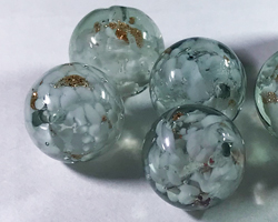  venetian murano clear over grey smoke glass with aventurina venetian 10mm round bead *** QUANTITY IN STOCK =21 *** 