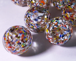  venetian murano clear over multi speckles glass with aventurina venetian 12mm round bead *** QUANTITY IN STOCK =52 *** 