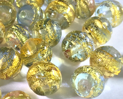 venetian murano aquamarine glass with 24k banded gold foil 6mm round bead *** QUANTITY IN STOCK =52 *** 
