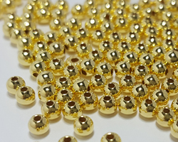  <4.3g/100> vermeil 3mm round bead, 1 micron plating for increased durability, 0.9mm hole [vermeil is gold plated sterling silver] 