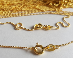  vermeil, stamped 925 on chain end, italian made 20 inch long 1mm ball pendant chain, [vermeil is gold plated sterling silver] 