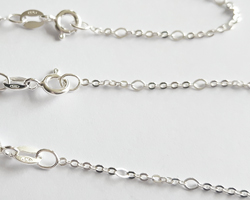  -- NEW LOW SINGLE CHAIN PRICES --  ready made sterling silver necklace - 16 inch length - 9+1 slim figaro chain - larger chain links are 2mmx3mm - large links easily accept a 1.3mm ring/wire 