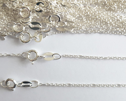  ready made sterling silver necklace - 16 inch length - 9+1 very slim figaro chain - larger chain links are 1.5mmx2mm - large links easily accept a 0.8mm ring/wire 