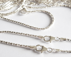  ready made sterling silver necklace - 24 inch length - 2mm diameter popcorn diamond cut square shape chain - flexible, light catching, wow 