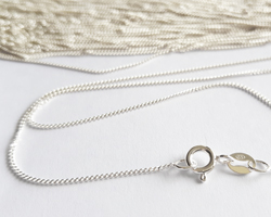  ready made sterling silver necklace - 16 inch length - 1mm x 0.5mm curb trace chain - ultra flexible,  beautifully slinky, the classic chain 