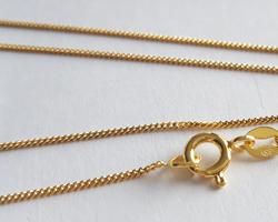  ready made vermeil - 18 inch length - 1mm x 0.5mm curb trace chain - ultra flexible,  beautifully slinky, the classic chain [vermeil is gold plated sterling silver] 