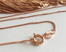  --CLEARANCE--  ready made ROSE vermeil - 16 inch length - 1mm x 0.5mm curb trace chain - ultra flexible,  beautifully slinky, the classic chain [vermeil is gold plated sterling silver] 