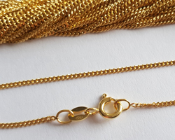  --CLEARANCE--  ready made vermeil necklace - 16 inch length - 1.5mm x 0.75mm curb trace chain - ultra flexible,  beautifully slinky, the classic chain bit with a bit of extra weight [vermeil is gold plated sterling silver] 