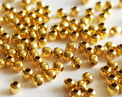  --CLEARANCE--  <1.6g/100> vermeil 1.8mm round bead, 0.8mm hole, lightweight, double flash plate for increased durability [vermeil is gold plated sterling silver] 