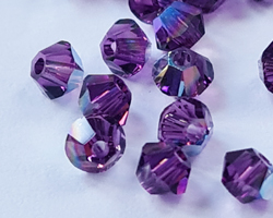 swarovski 5328 3mm amethyst ab bicone bead 