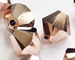  swarovski 5328 crystal rose gold 2x 6mm bicone bead 