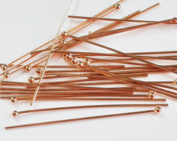  ROSE VERMEIL headpin 50mm long, 0.8mm thick, ball-ended, 2mm ball [vermeil is gold plated sterling silver] 