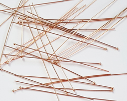  ROSE VERMEIL headpin 60mm long, 0.5mm thick, ball-ended, 1.5mm ball [vermeil is gold plated sterling silver] 