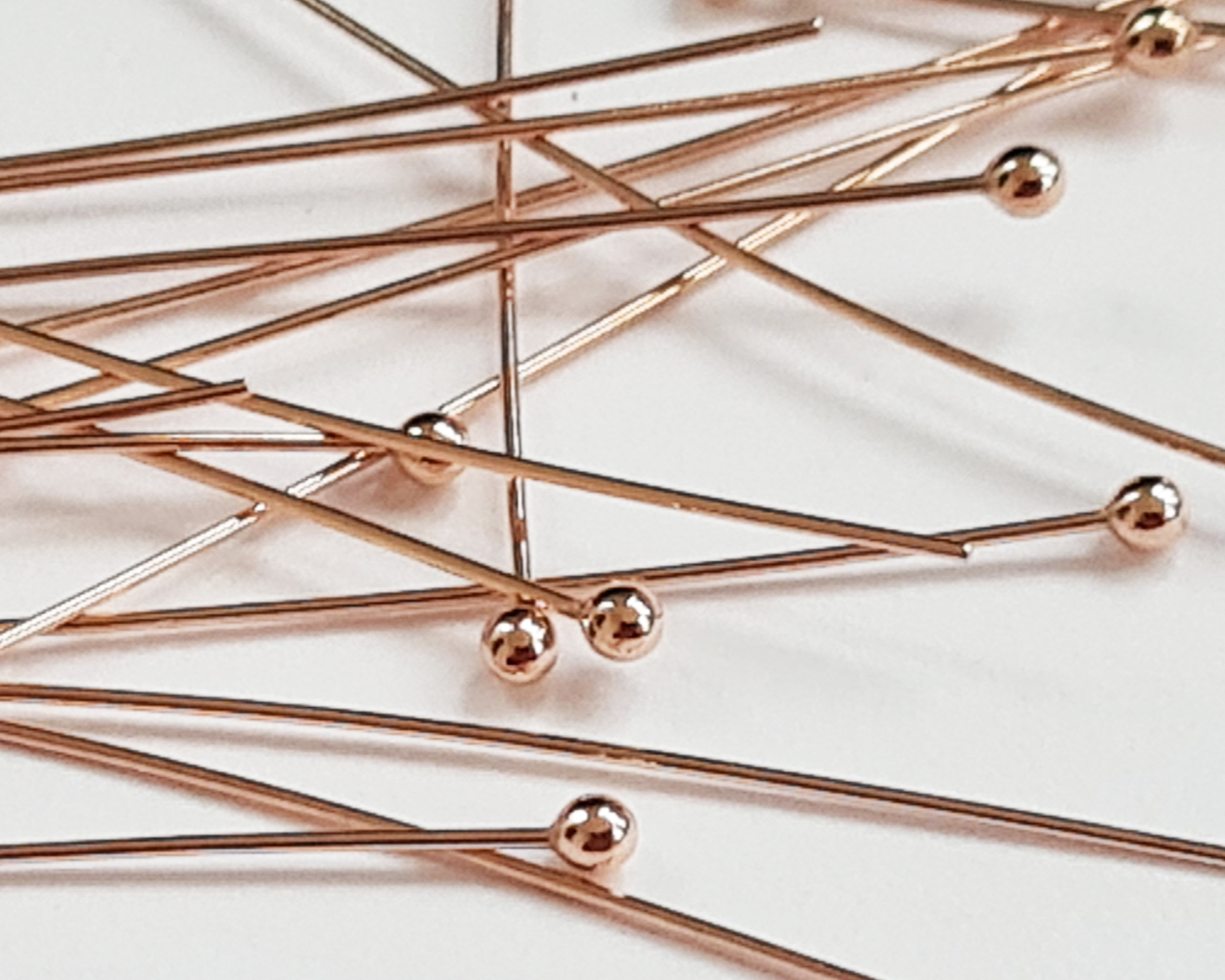  ROSE VERMEIL headpin 40mm long, 0.4mm thick, ball-ended, 1.5mm ball [vermeil is gold plated sterling silver] 