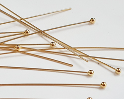  vermeil headpin 50mm long, 0.4mm thick, ball-ended, 1.5mm ball [vermeil is gold plated sterling silver] 
