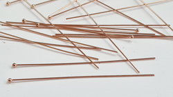  ROSE VERMEIL headpin 50mm long, 0.5mm thick, ball-ended, 1.5mm ball [vermeil is gold plated sterling silver] 