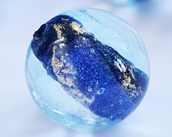  venetian murano aquamarine glass with silver sparkles and 24k gold foil 12mm dichroic round bead *** QUANTITY IN STOCK = 20 *** 
