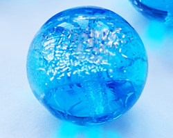  venetian murano aquamarine glass with silver sparkles  12mm dichroic round bead *** QUANTITY IN STOCK =24 *** 