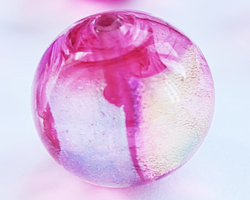  venetian murano rubino glass 14mm dichroic round bead *** QUANTITY IN STOCK = 20 *** 