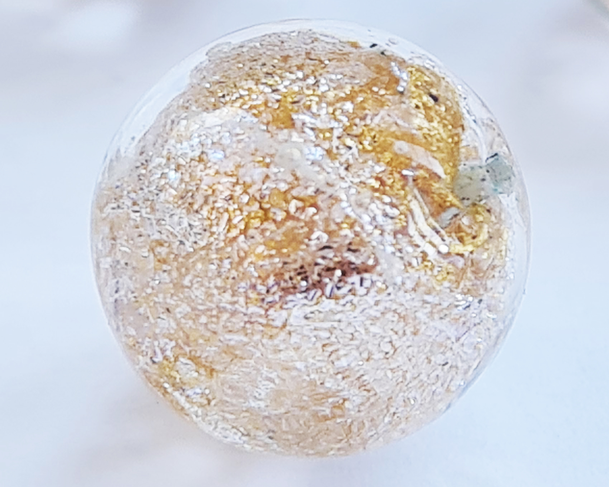  venetian murano clear glass with gold foil 14mm dichroic round bead *** QUANTITY IN STOCK = 10 *** 