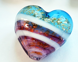  venetian murano rubino, ameythst and white glass with 24k gold foil 14mm x 14mm x 9mm swirl heart bead, very lovely!! *** QUANTITY IN STOCK = 29 *** 