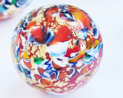  venetian murano multi-coloured glass over 24k gold foil 18mm klimt round bead *** QUANTITY IN STOCK =10 *** 
