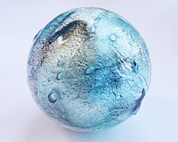  venetian murano amethyst aqua and steel glass with white gold foil 12mm round bead *** QUANTITY IN STOCK =8 *** 