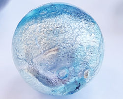  venetian murano amethyst aqua and steel glass with white gold foil 16mm round bead *** QUANTITY IN STOCK =15*** 