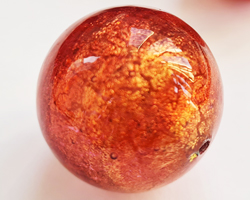  venetian murano rubino pink glass with sterling 24k gold foil 25mm round bead *** QUANTITY IN STOCK =10 *** 