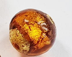  venetian murano topaz glass with 24k gold 10mm round bead *** QUANTITY IN STOCK =12 *** 