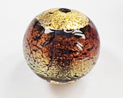  venetian murano sapphire blue glass with 24k gold 10mm round bead *** QUANTITY IN STOCK =9 *** 