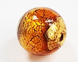  venetian murano topaz glass with 24k gold 10mm round bead *** QUANTITY IN STOCK =12 *** 