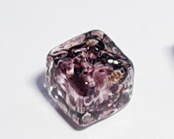  venetian murano clear over chocolate glass with aventurina 6mm cube bead *** QUANTITY IN STOCK =54 ***  