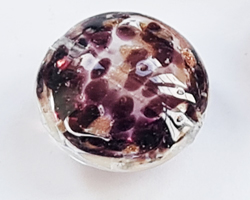  venetian murano clear over chocolate glass with aventurina 14mm disc bead *** QUANTITY IN STOCK =38  ***  